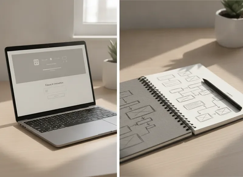 Startup validation landing page on a laptop