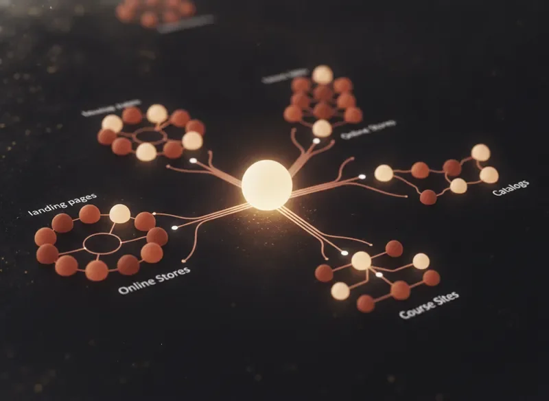 Abstract AI workflow illustration representing automated website creation