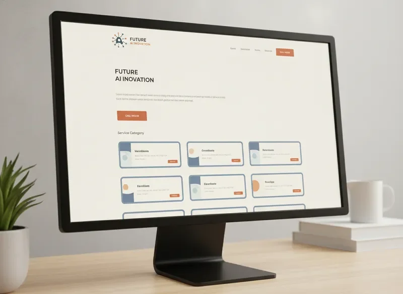 Professional service website mockup with structured layout and terracotta CTAs