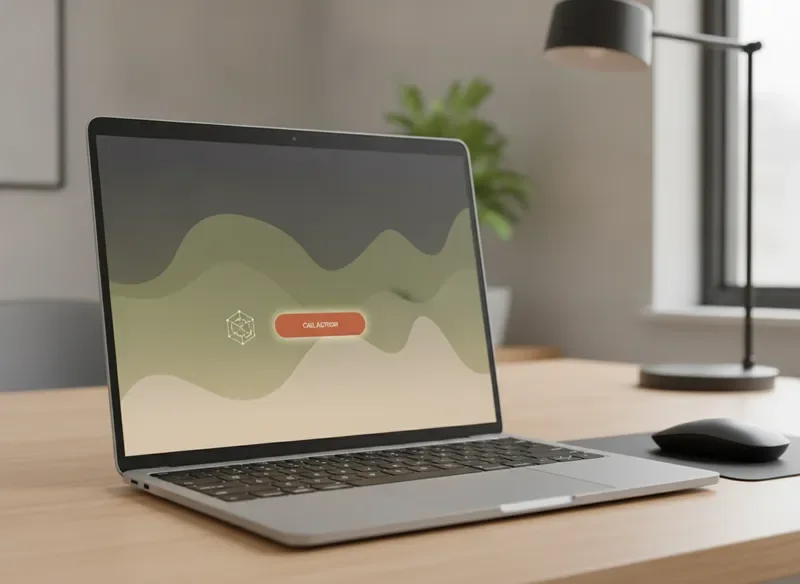 Marketing website preview with terracotta CTA button