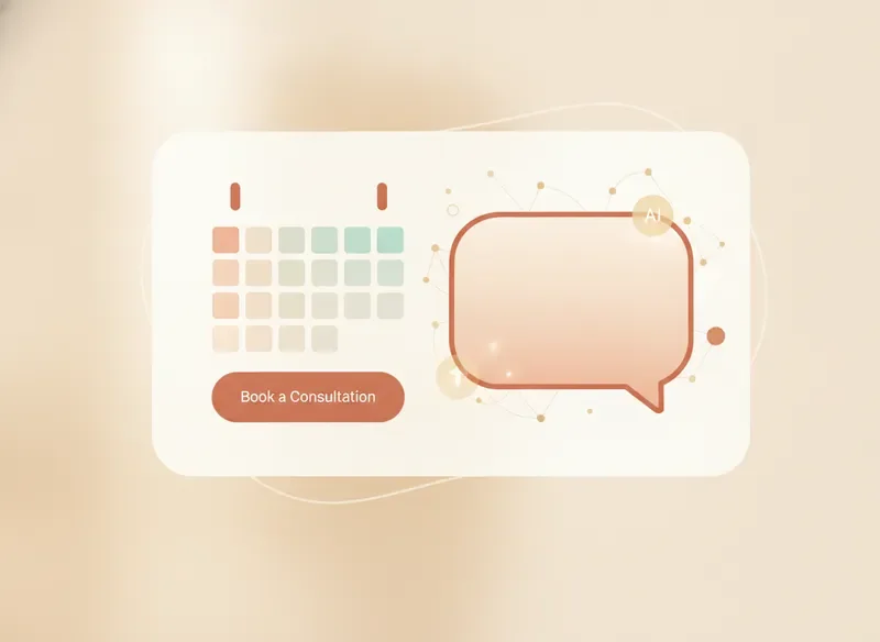 Consultation booking interface with warm terracotta accents